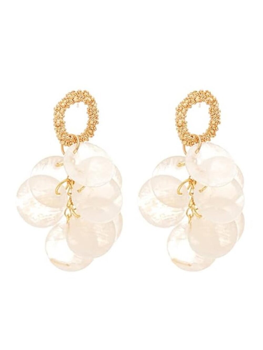 Boho Round Shell Circle Drop Earrings